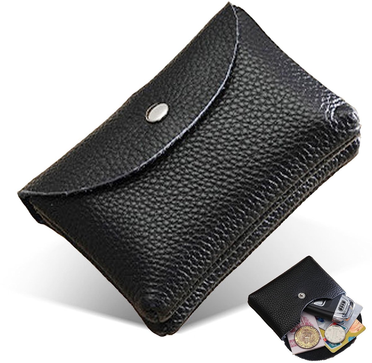 Dailygoods- Portemonnee Dames - Dubbellaags - Lichtgewicht - Zacht Leer - Elegante Mini-Portemonnee - Meerdere Vakken - Luxe Koeienhuid - Damesportemonnee