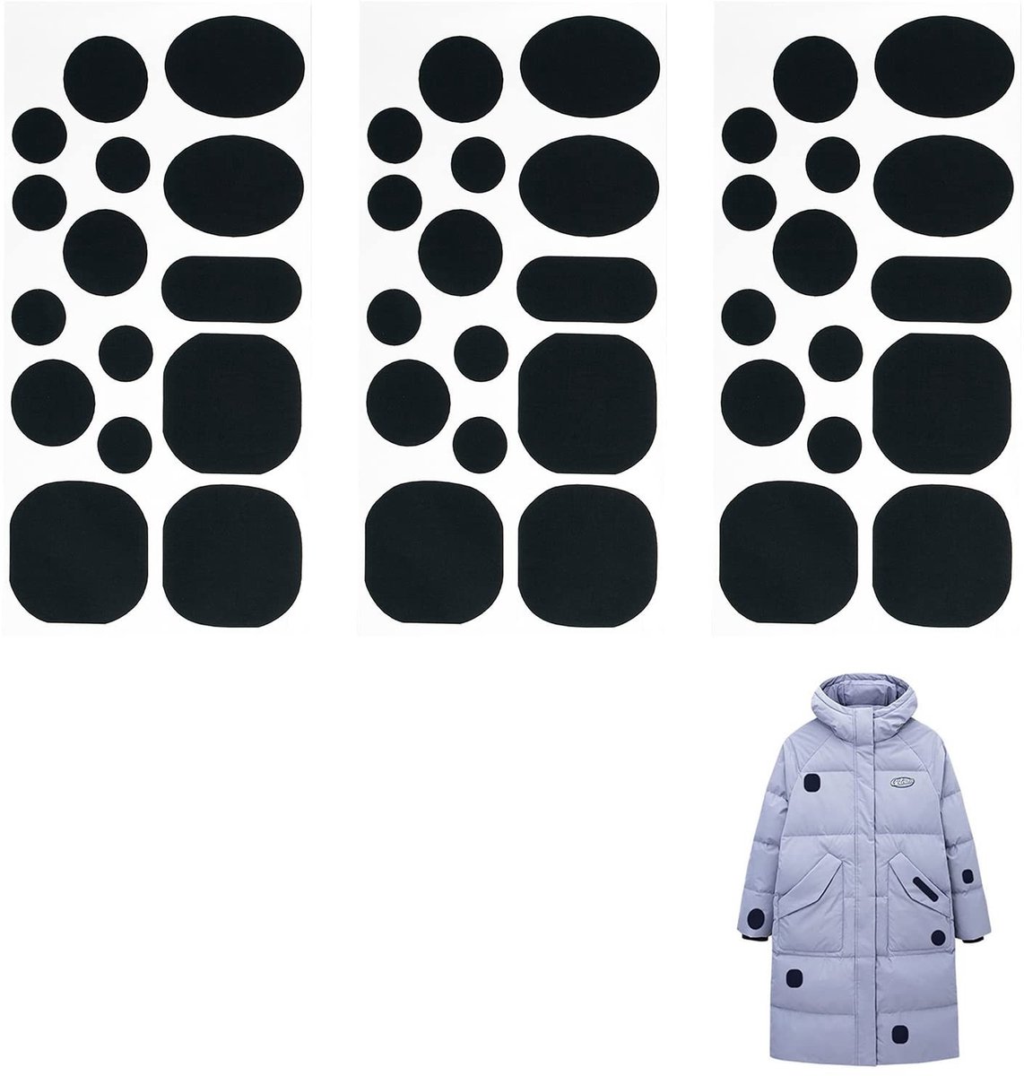 Dailygoods- Reparatiepleisters Waterdicht - Zelfklevende Nylon Patches - Kledingpatches - Voor Donsjacks/Slaapzakken - Duurzaam - Diverse Vormen - Kledingpatch