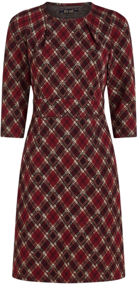 Dailygoods- Damesjurk Stijlvol Design - Jacquard/Jersey - Getailleerde Pasvorm - 7/8 Mouwen - Zijdelingse Steekzakken - Hoog Draagcomfort - Jurk