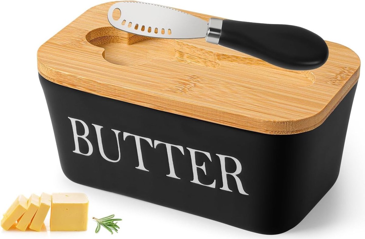 Dailygoods- Botervloot Grote Capaciteit - Keramische Botervloot - Multifunctioneel Botermes - Boterdispenser - Boterdoos - Eettafel Accessoire