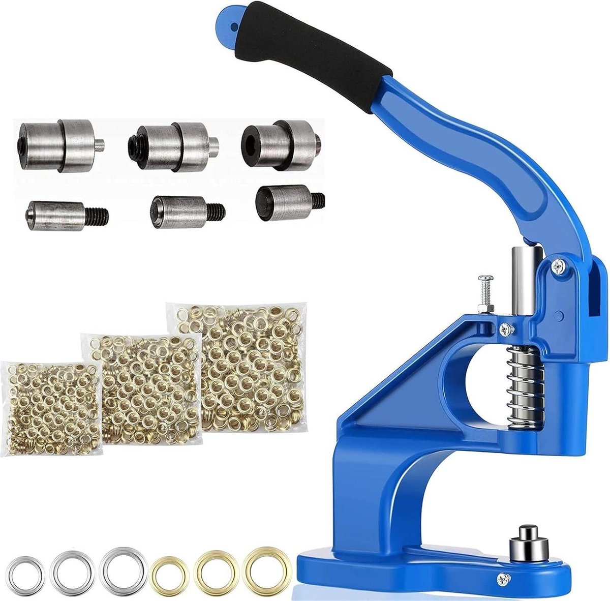Handpers Oogjes Machine - Oogjes Tool Kit - Stoffen Versterken - Inclusief 3 Matrijzen - 1500 Oogjes - Zilver