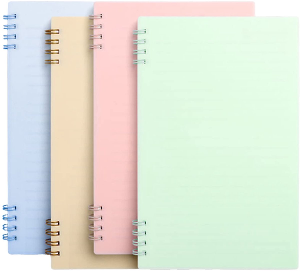 Dailygoods- Notitieblokken A5 - 4 Stuks - Spiraalbinding - Geschikt voor Aantekeningen - Kladblok - Soepel Papier - Verschillende Kleuren - Schrijfblok