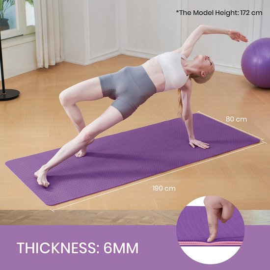 Cosensi - Dailygoods - Dailygoody - Yogamat XXL - Antislip - Bescherming tegen blessures - 190 x 80 cm - Fitnessmat - Geschikt voor yoga en pilates van cosensi — afbeelding 4
