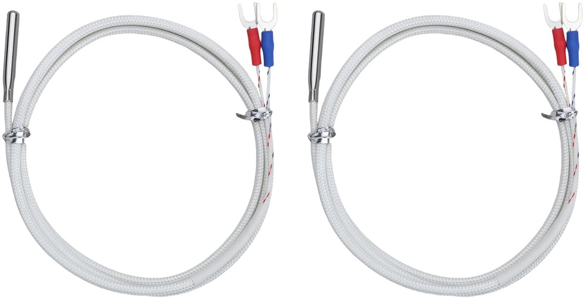 Dailygoods- Thermokoppel Universeel - 2 Stuks - Temperatuursonde - Roestvrij Staal - 0-800 °C - Geschikt voor Industriële Procesbewaking