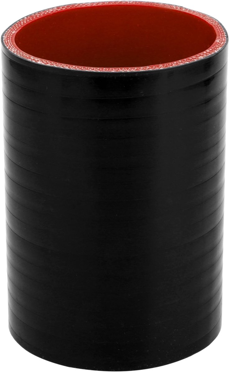 Dailygoods- Koelslang Siliconen - Binnendiameter 80 mm - Lengte 127 mm - Meerlaags Geweven - Temperatuurbestendig tot 300 °C - Zwart/Rood - Siliconenslang