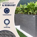 Grijze polyrattan plantenbak van casaria, weerbestendig en robuust, vuilafstotend en UV-bestendig.