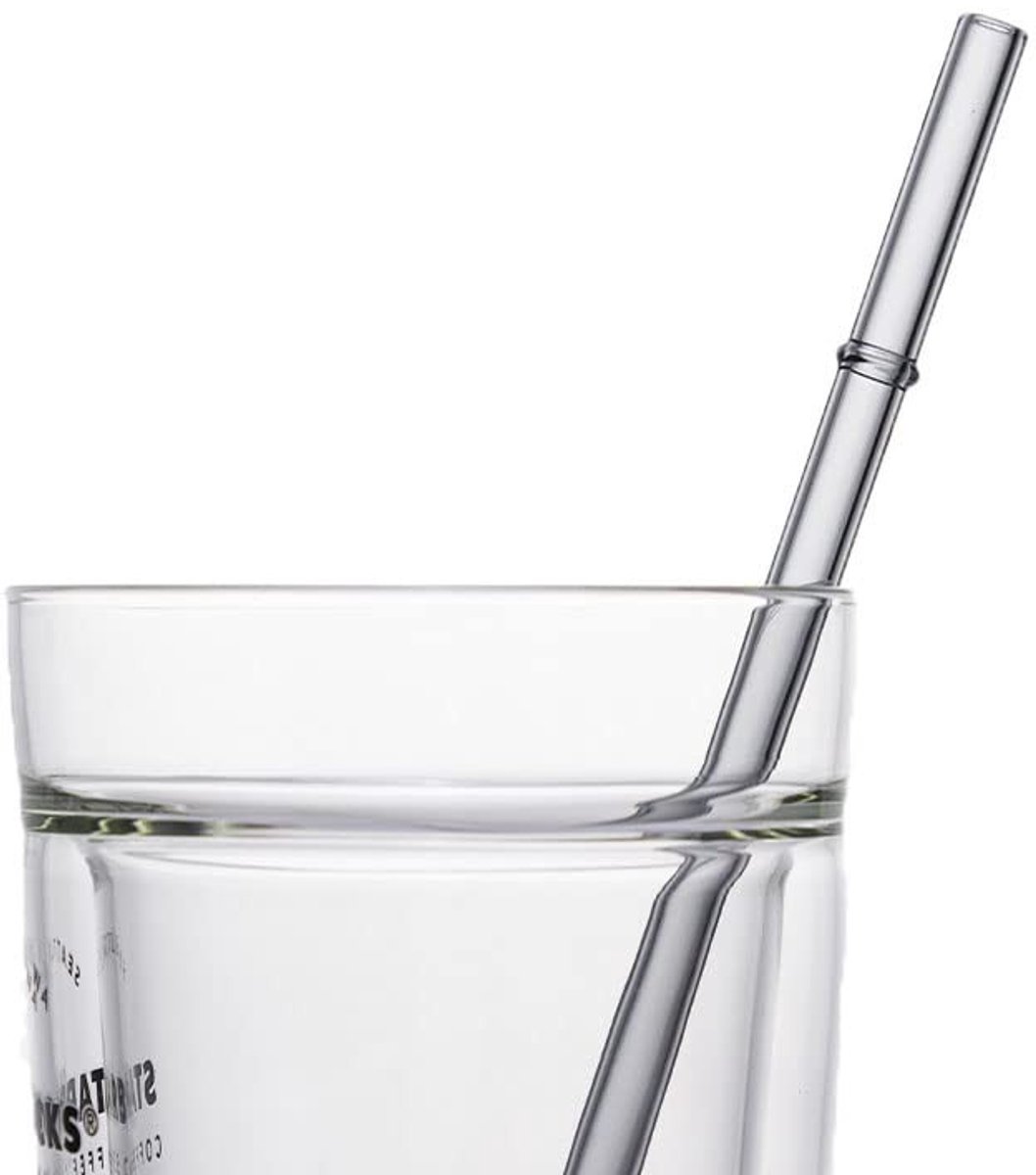 Dailygoods- Glazen Rietjes 7 Stuks - Herbruikbaar - Hoog Borosilicaatglas - Koude- en Hittebestendig - 8 mm Diameter - 230 mm Lengte - Drinkrietjes