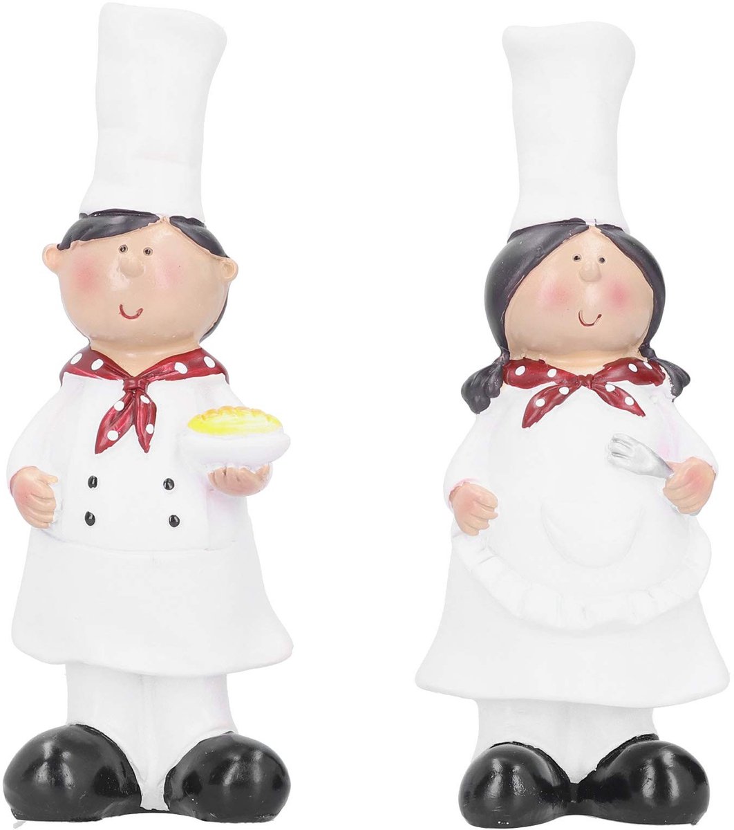 Dailygoods- Chef Beeldje Hars - Italiaanse Chef Sculptuur - Keuken Decor - Bar Decoratie - Standbeeld - Cadeau voor Bakkerij - Beeldhouwwerk