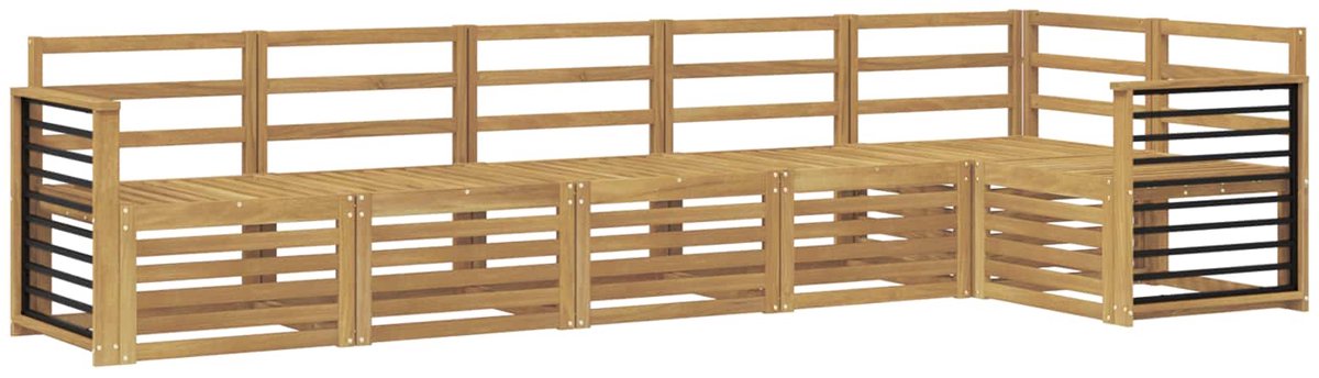 vidaXL Buiten - bank - set - 6 - st - 6-zits - Wit - Massief - Acacia - Hout
