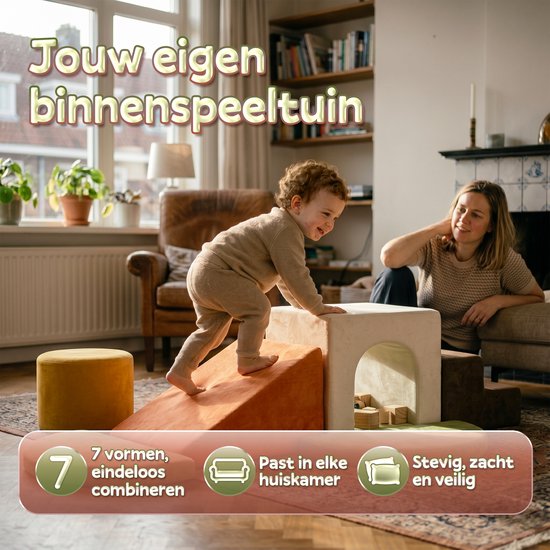 Foam Blokken Kinderen - 7-delige Foam Speelset met Glijbaan - Zachte Speelblokken Foam - Klimblokken voor Binnen - Speelblokken Baby van Tiny Thinkers — afbeelding 3