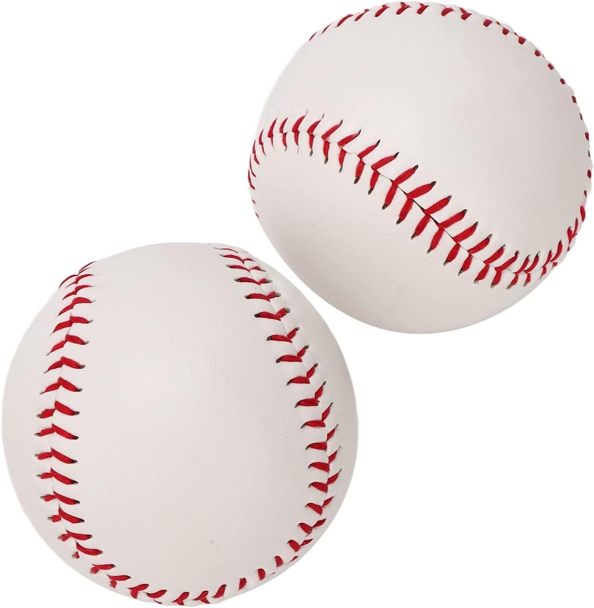 Softbal Set - Oefenbal Honkbal - Binnen Trainen - Handgenaaid PU-leer - 7.2 cm Diameter - Wit