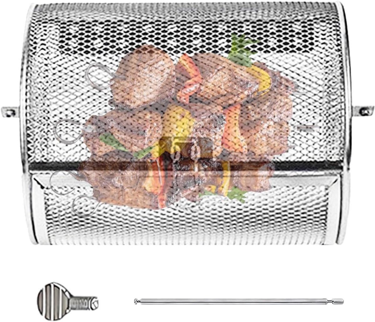 Grillkooi - Roterende mand - Moeiteloos grillen - Gelijkmatige warmteverdeling - 18 x 12 x 12 cm - Metaal