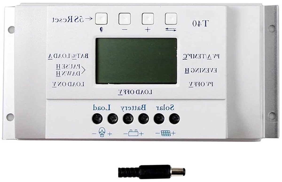 Zonne Laadregelaar - MPPT Regulator - Energie Opslag - LCD Display - 40A 12V 24V - Zwart