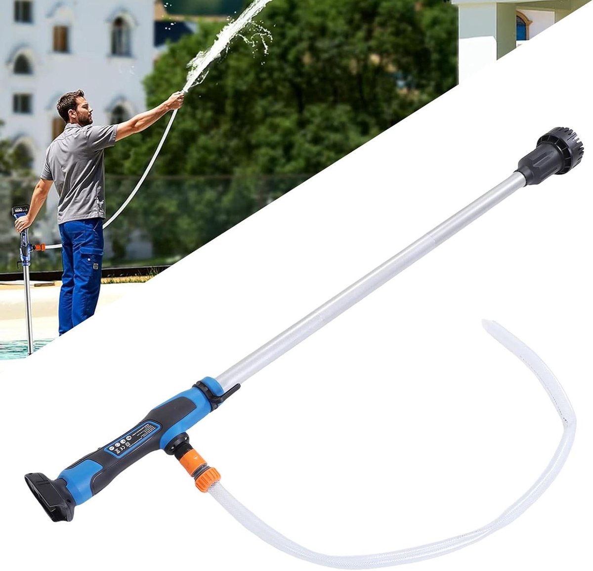Draagbare Waterpomp - Dompelpomp Slang - Water Verplaatsen - Batterij Aangedreven - 36LPM 92cm - Zwart