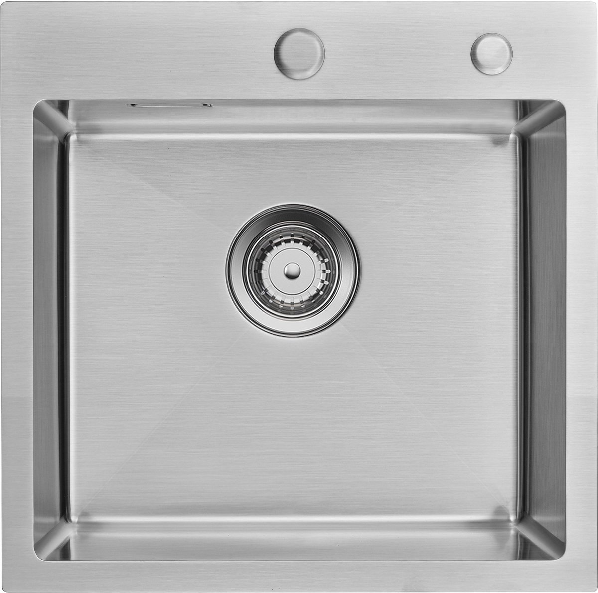 Auralum MAX Luxe Gootsteen Keuken - Spoelbak 45x45x19 cm - Premium SUS304 Roestvrij Staal - Met Voorgeboorde Gaten & Sifon - Zilver