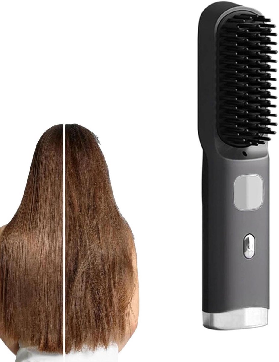 Haar Stijl Borstel - Stijltang Kam - Dagelijks Haar Stylen - Draadloos LCD Display - 27 cm Lengte - Zwart