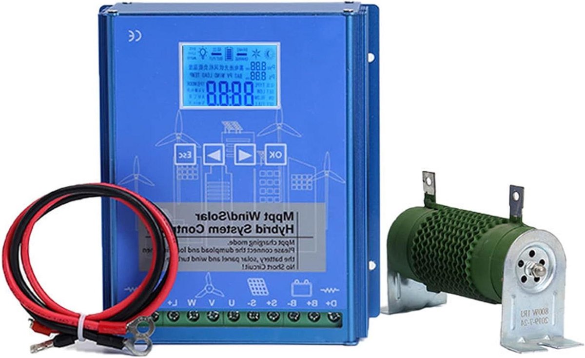 Hybride Laadregelaar - Zonne Wind - Energie Beheer - MPPT Boost Technologie - 12V 24V 48V - Zilver