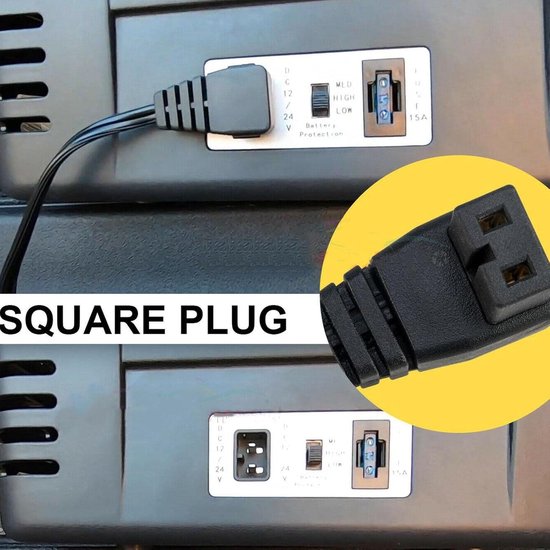Koelkast Kabel - Stroomkabel Auto - Stroomvoorziening Onderweg - Universele Spanning - 2 Meter - Zwart — afbeelding 2