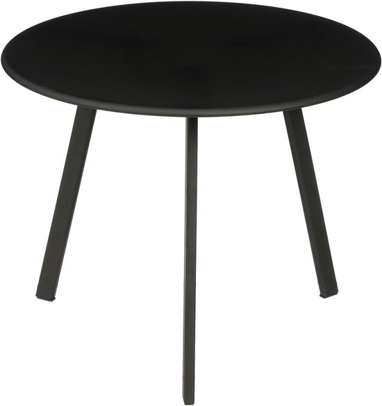 Mica Decorations Seatle Bijzettafel voor Buiten - Salontafel Rond - Plantentafel en Koffietafel - H30 x Ø38 cm - Metaal - Zwart