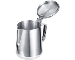 Melkopschuimkan RVS - Opschuimbeker - Latte Art Maken - Ergonomische Handgreep - 600 ml - Zilver