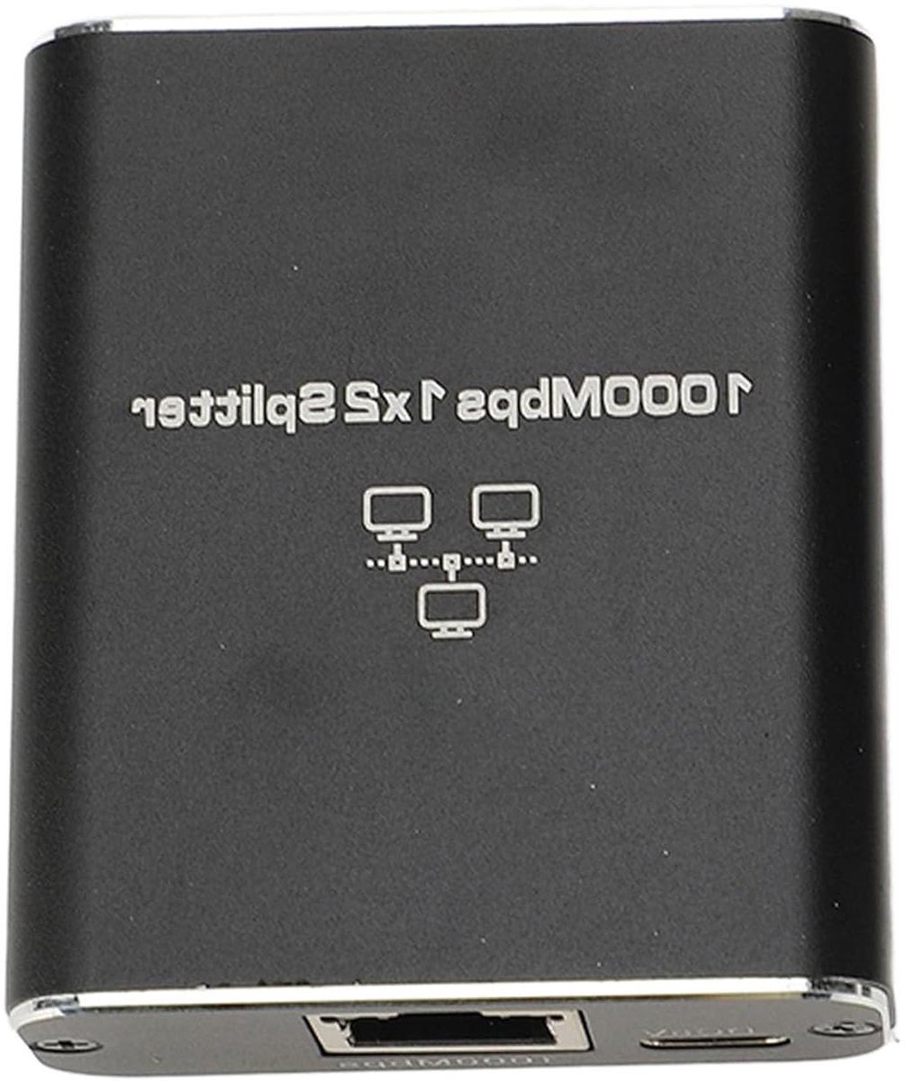 LAN-splitter - Netwerkverdeler Ethernet - Netwerkpoorten uitbreiden - Aluminiumlegering behuizing - 1 naar 2 poorten - Grijs