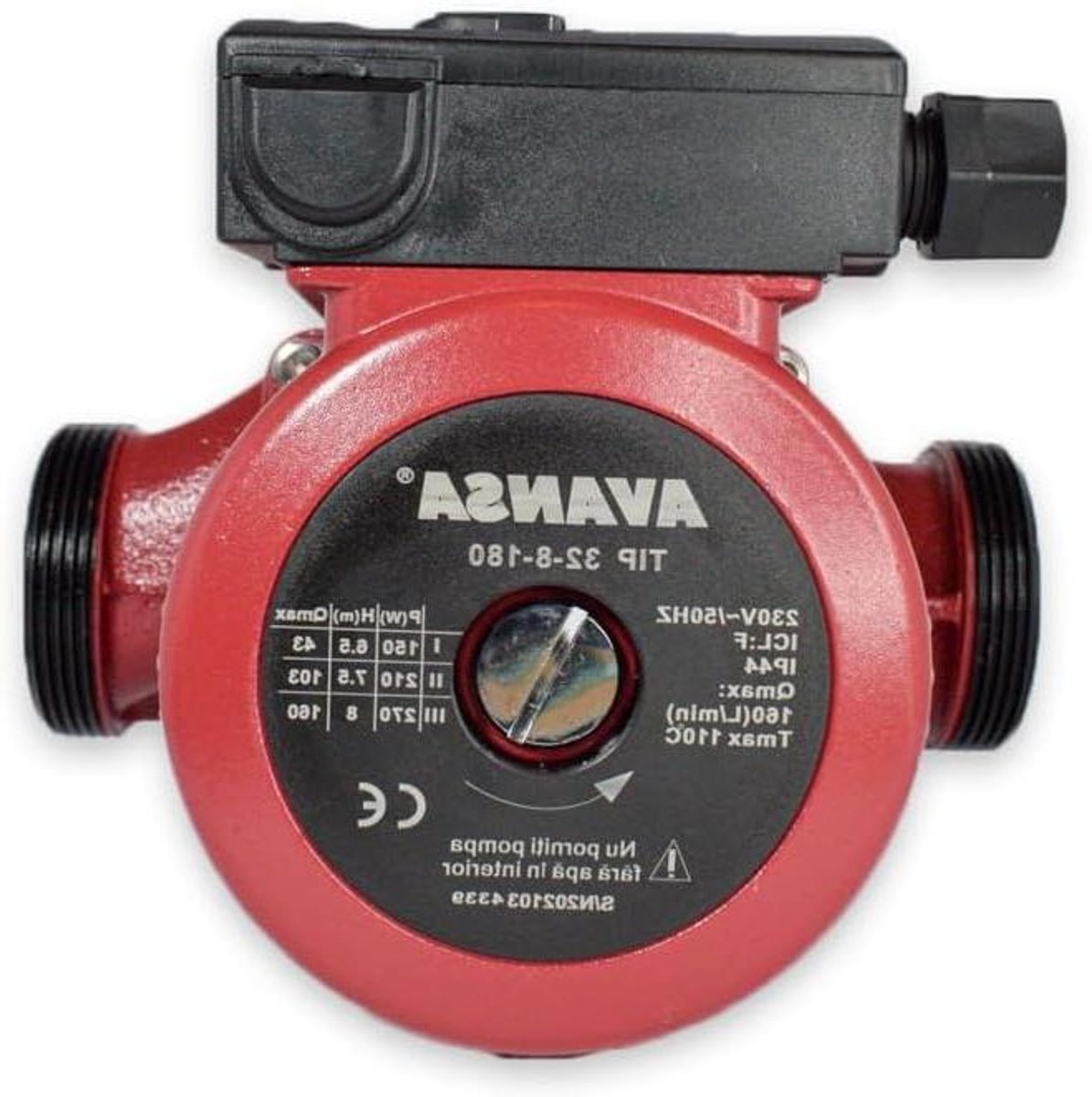 Circulatiepomp - Waterpomp - Verwarmingssystemen - Gietijzeren behuizing - 180 mm - Rood