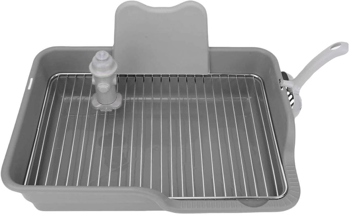 Huisdier Training Toilet - Hondenpotje Plasbak - Hygiënisch Huisdier - Roestvrijstalen Gaas - 52x37x14 cm - Grijs