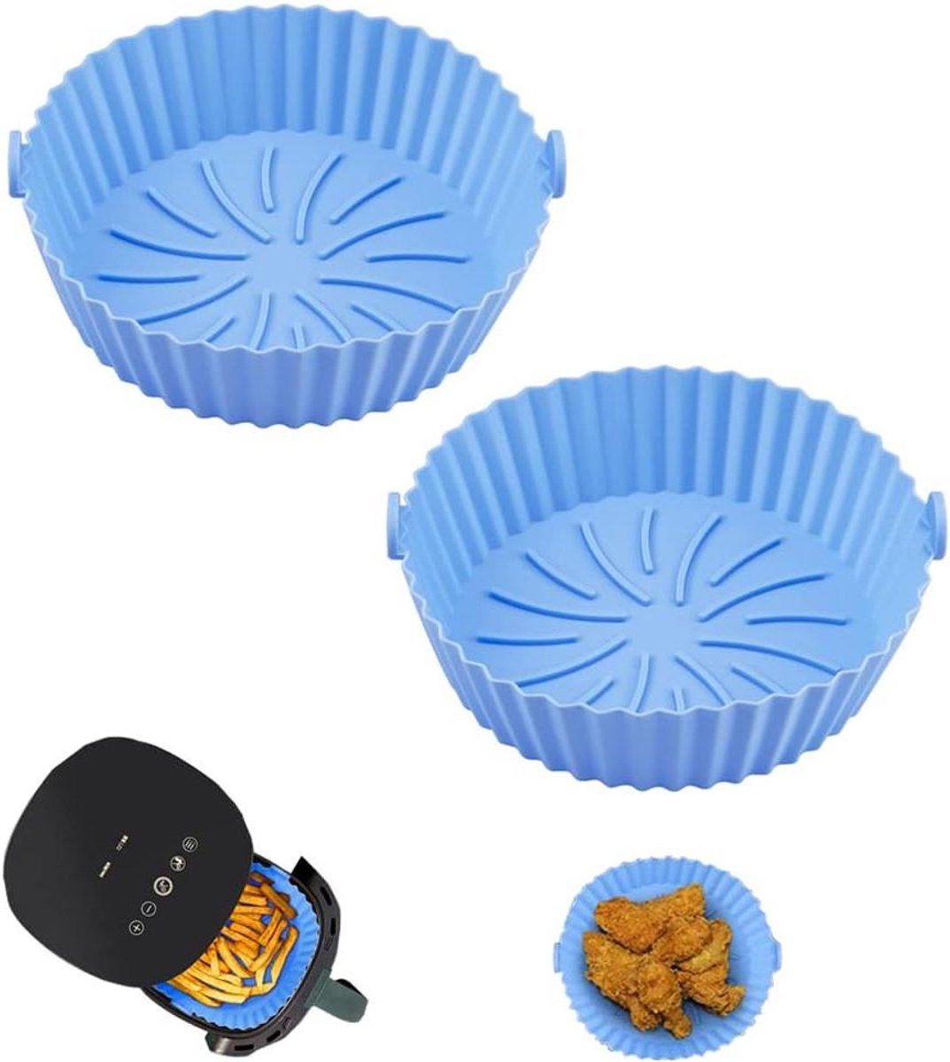 Herbruikbare Airfryer Liners - Siliconen Bakvorm - Gezond Bakken - Hittebestendig tot 240°C - 6.5 inch - Blauw