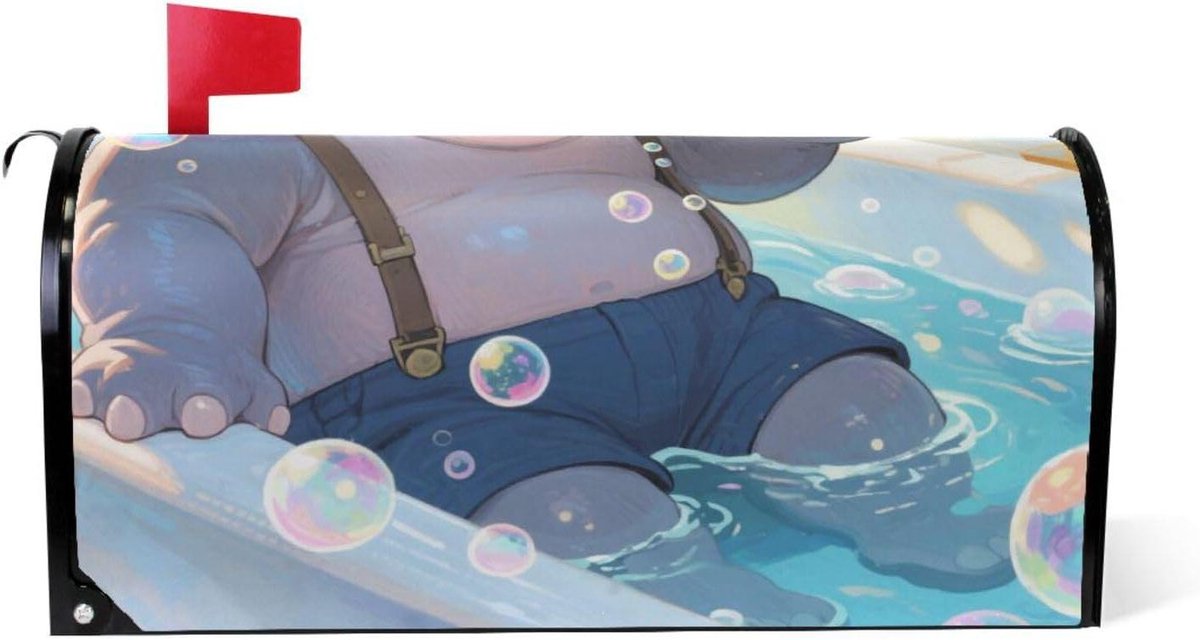 Brievenbus Decoratie - Magnetische Covers - Tuin Aankleden - Weerbestendig Materiaal - Standaard Formaat - Bad Hippo Cartoon