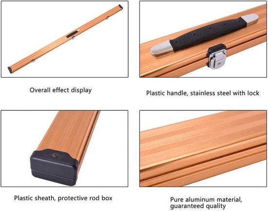 Biljartkeu Tas - Keu Koffer - Biljart Spelen - Aluminium Legering - 120 cm - Goud — afbeelding 4