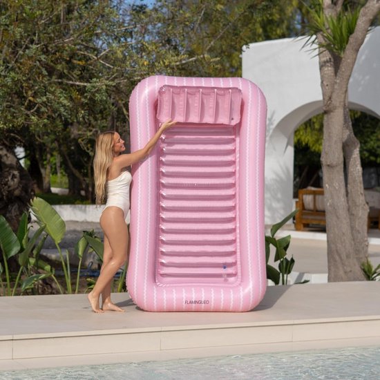 Opblaasbaar Zwembad - Tanning Mat - Ontspannen in Water - Met Onderzetter - 121 x 199 cm - Roze — afbeelding 3