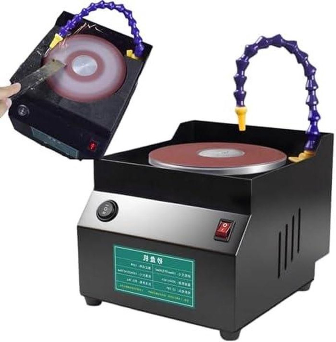 Natte Bankschuurmachine - Elektrische Slijpmachine - Gereedschap Slijpen - Watergekoeld - 150 mm schijfdiameter - Grijs