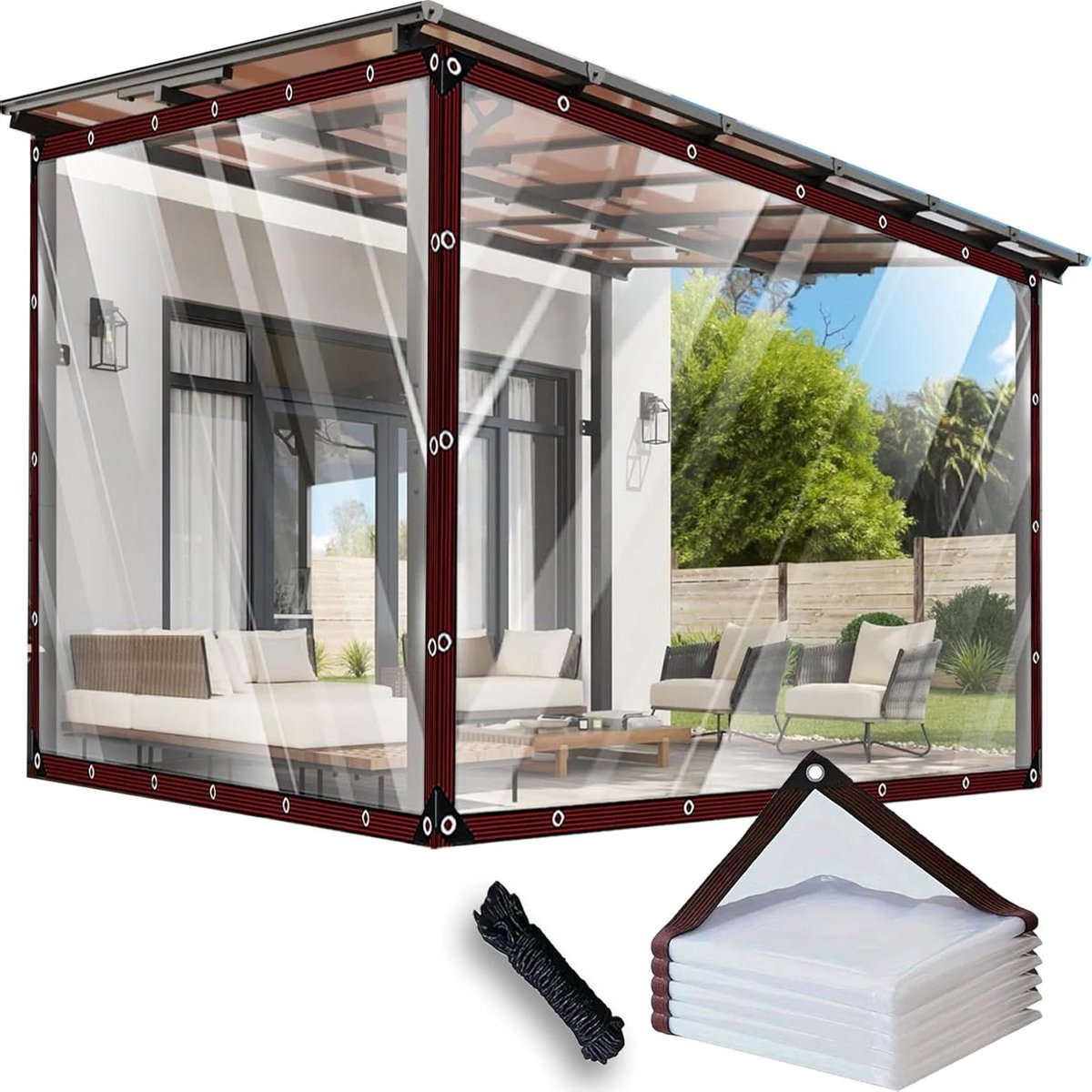 Waterdicht Zeil - Transparant Doek - Tuin Beschermen - Versterkte Ogen - 85 x 390 cm - Transparant