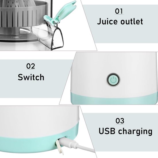 Elektrische Sapcentrifuge - Elektrische Citruspers - Oplaadbare Sinaasappelpers - Draagbare Sapcentrifuge Voor Citroenen En Grapefruits van NCRealher — afbeelding 3