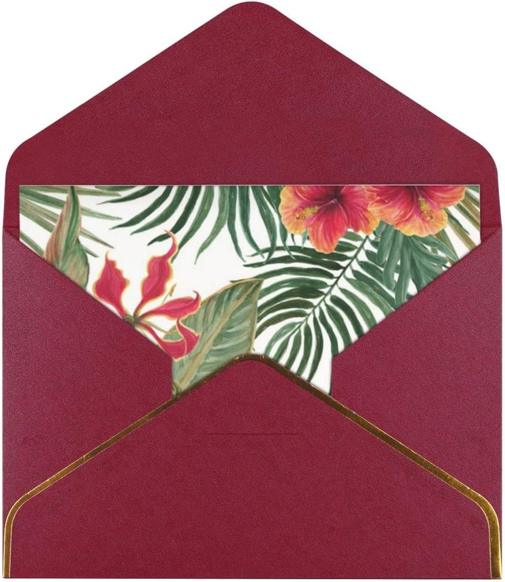 Wenskaart Set - Papieren Kaarten - Groeten Versturen - Parelmoer Effect - 4.5 X 6 Inch - Donkerrood