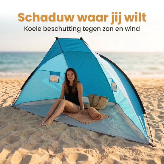 Cheqo® Strandtent - Beachshelter - Beach Shelter - Windscherm - Strandtentje - Zonnescherm - Schaduwtent met UV Bescherming - Strandscherm - Strand Tent - Strandschelp voor Kinderen - Strand en Camping van Cheqo — afbeelding 5