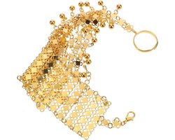 Multi Layer Metal Hand Chain Bracelet for Women Vintage Belly Dancer Bracelets with Ring Chain Versatile Wrist Jewelry for Festive Occasions