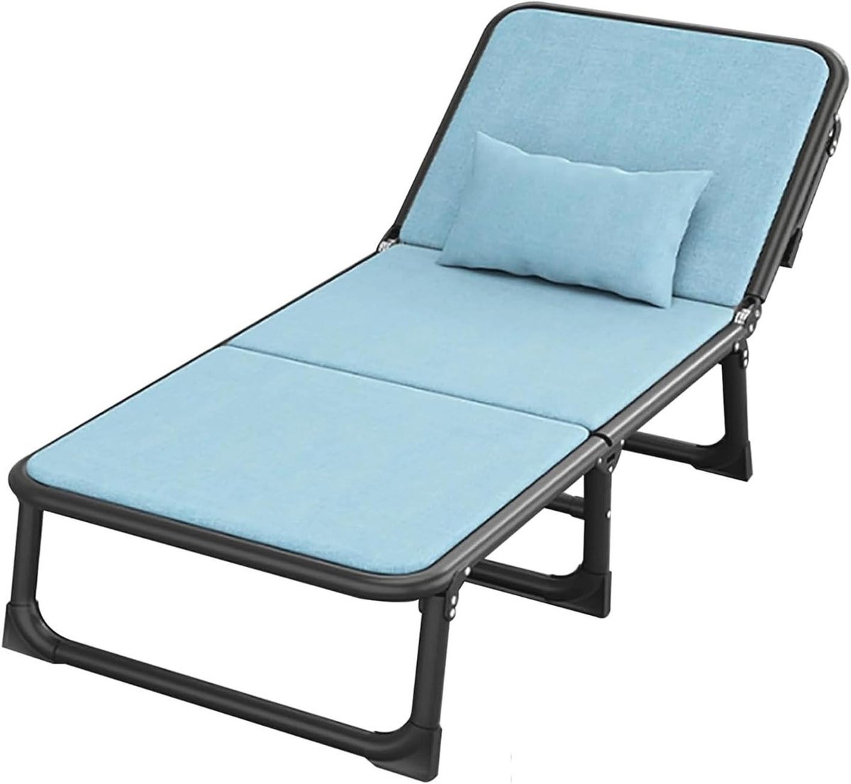 Campingbed Verstelbaar - Opvouwbaar Bed - Buiten Ontspannen - 6 Posities Verstelbaar - 193x63cm - Blauw