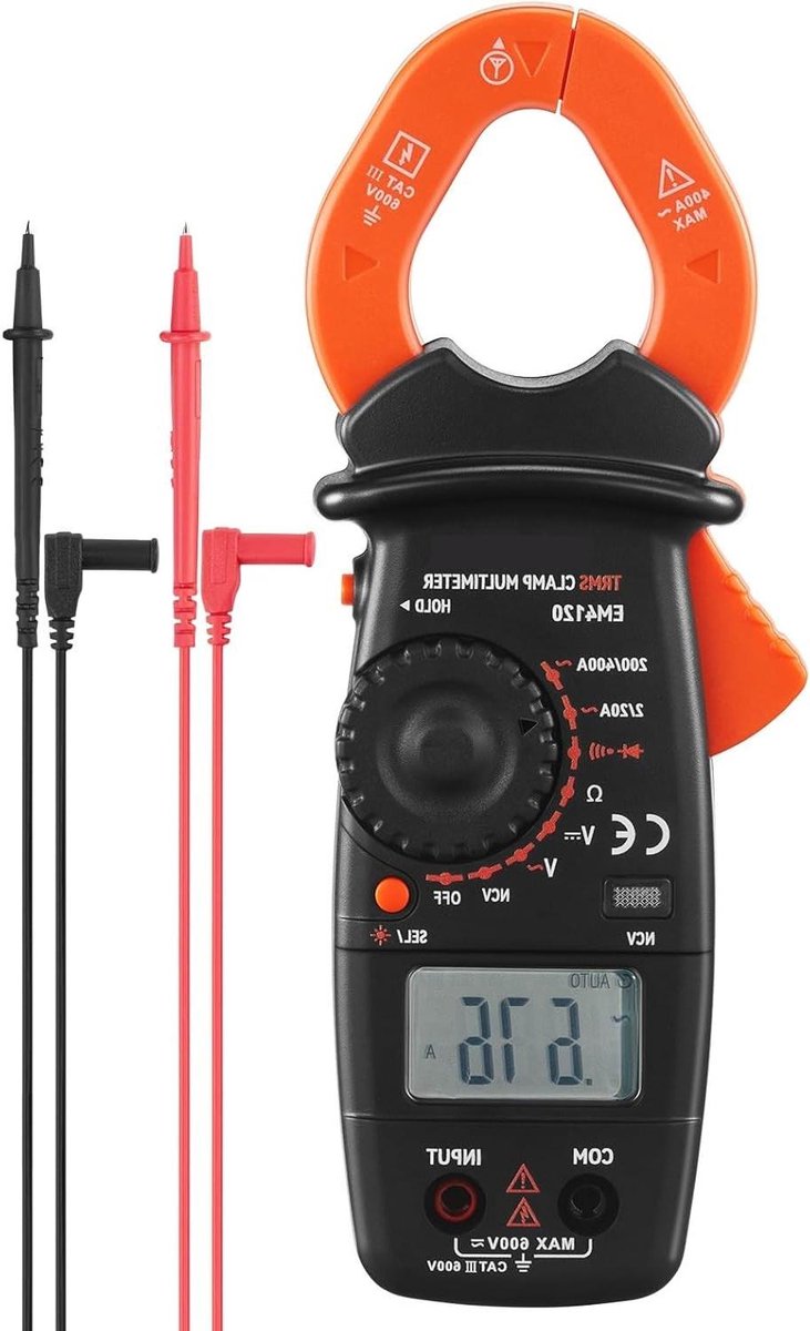 Digitale Stroomtang - Multimeter Tester - Elektrische Metingen - True RMS Detectie - 400A 600A - Zwart
