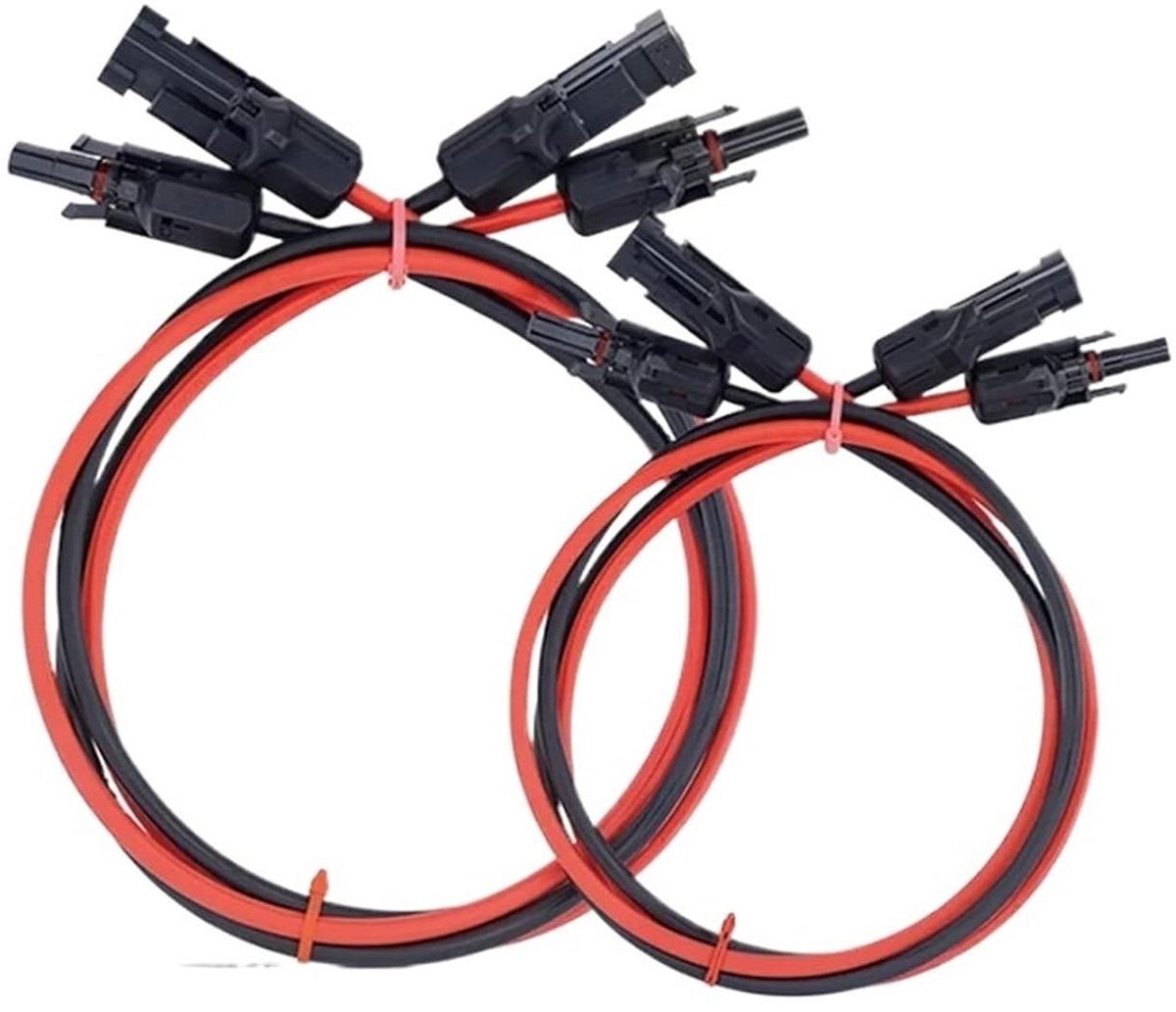 Zonnepaneel Verlengkabel - Solar Kabel - Energie Opwekken - Aluminiumlegering Connectoren - 1 Paar 1 Meter - Zwart