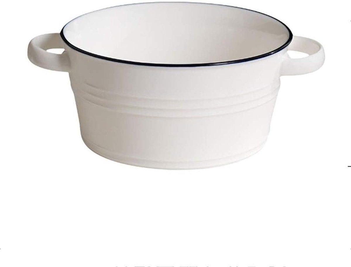 Keramische Slakom - Soepkom Serveerschaal - Maaltijden Serveren - Vaatwasser Magnetronbestendig - 8.5 inch - Wit