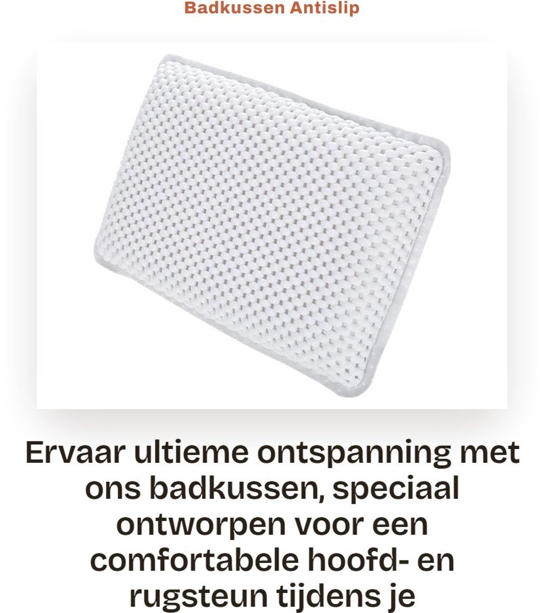 Dailygoods- Badkussen Zacht PVC - Antislip Hoofdsteun - Schuimvulling - Ondersteuning Nek/Schouder - Waterdicht - Ontspannende Ervaring - Badsteun