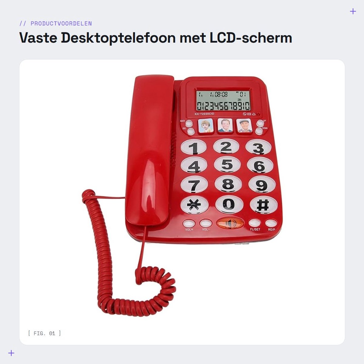 Dailygoods- Desktoptelefoon met Nummerweergave - Snoergebonden Telefoon - Instelbare Beltoon - Sneltoetsen - Beller ID - ABS-kunststof - Afmetingen 22 x 17 x 4 cm - Vaste Telefoon