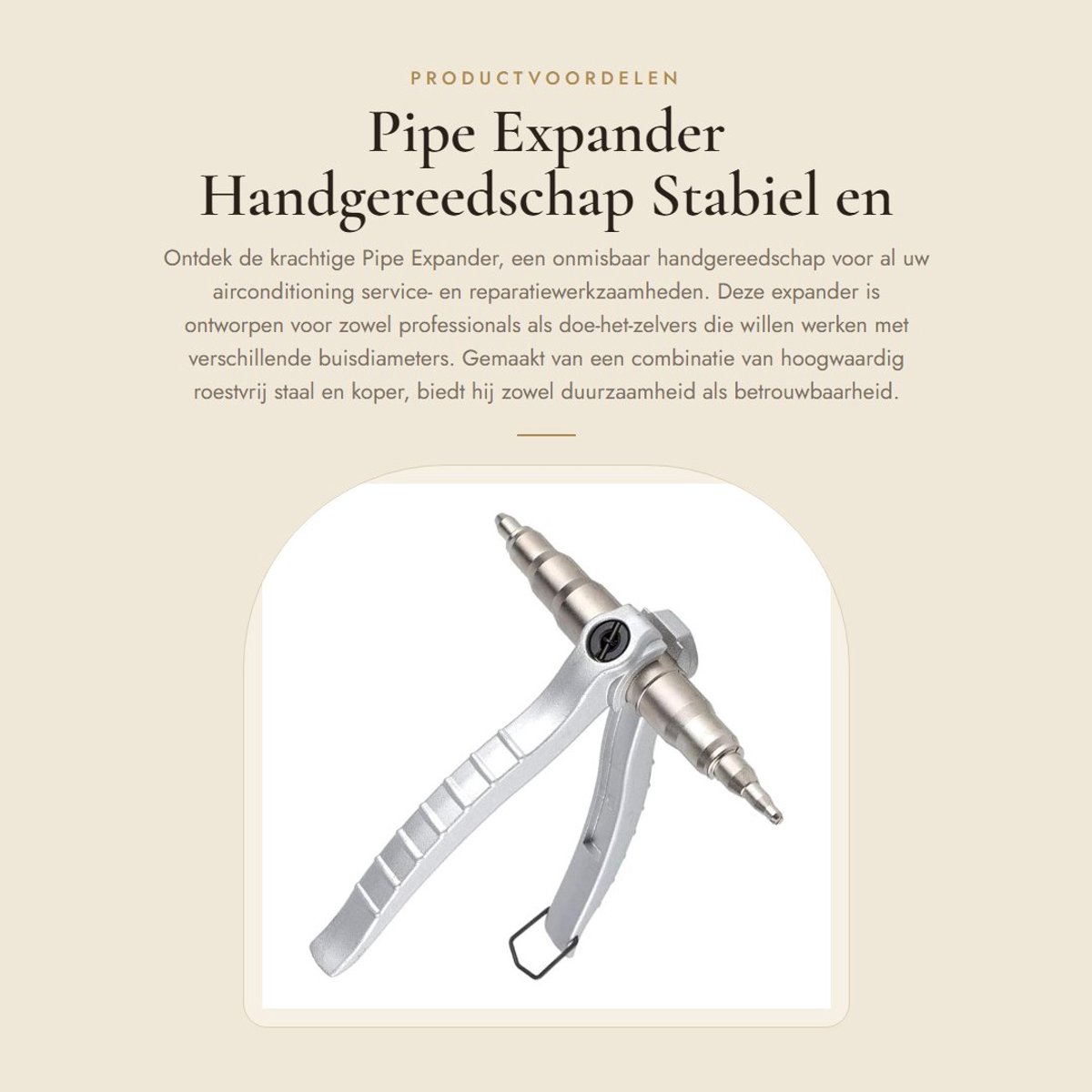 Dailygoods- Pijpexpander Roestvrij Staal - Handgereedschap - Diverse Buizen - Hinge Ontwerp - Lichtgewicht - Duurzaam Materiaal - Pijpverbreder