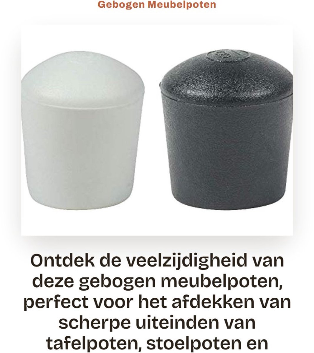 Dailygoods- Meubelpoten 16 Stuks - Gebogen - 25 mm Wit - Slijtvaste Beschermkappen - Vloerbescherming - Ideaal voor Tafels/Stoelen - Vloerglijders
