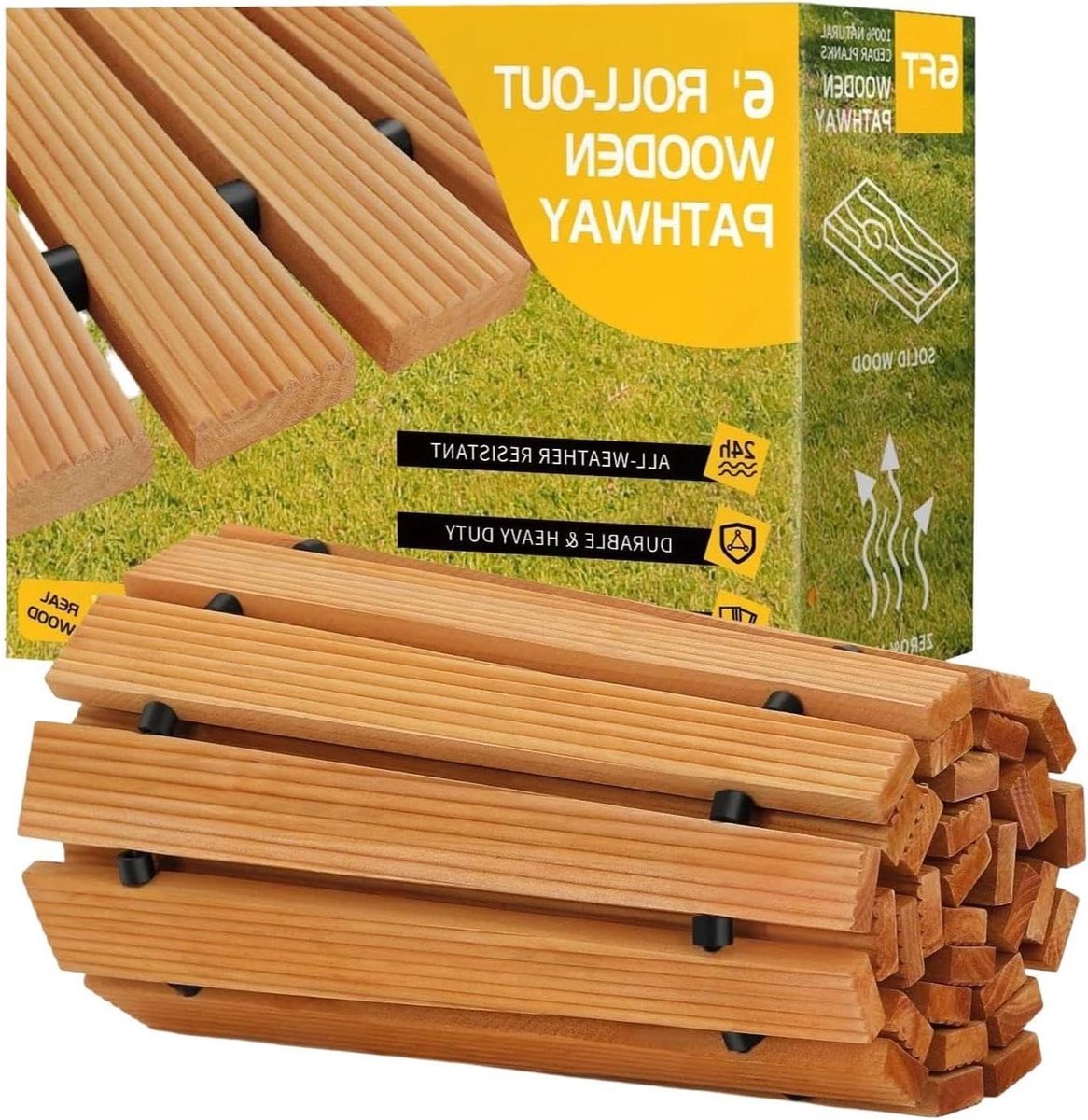 Houten Tuinpad - Loopbrug Buiten - Buitenpad Creëren - Weerbestendig Ontwerp - 46 x 40.1 cm - Houtkleur