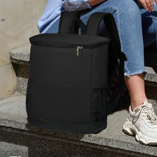 Geïsoleerde koelrugzak - Lunchtas Ijskist - Eten Bewaren - Lekvrij Ontwerp - Meer dan 16 blikjes - Zwart — afbeelding 5