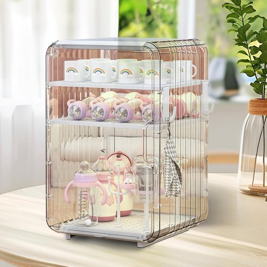 Flessen Organizer - Baby Spullen - Stofvrije Opslag - Antislip Basis - 165x295x165 cm - Wit — afbeelding 4