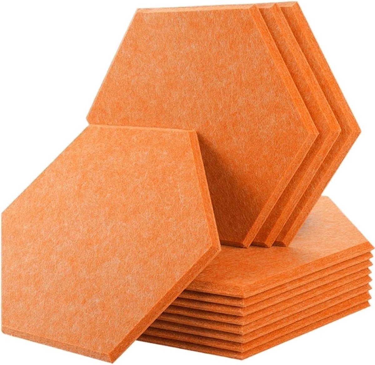 Akoestische Panelen - Geluidsisolatie Platen - Studio Geluid Verbeteren - Zelfklevende Achterkant - Kleine Zeshoek - Tangerine