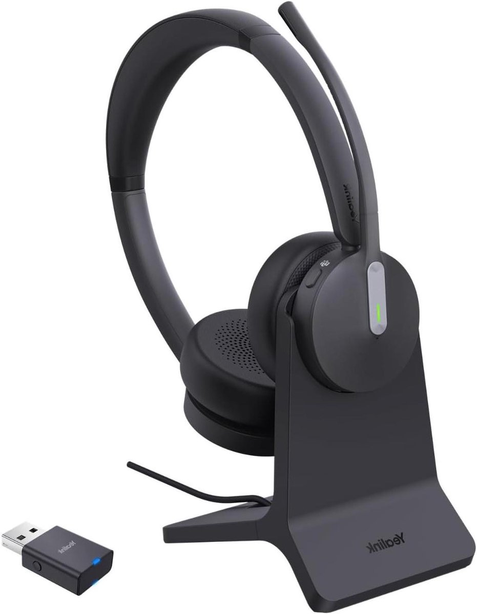 Draadloze Headset - Dubbele Oor - Hybride Werken - Lange Bereik Connectiviteit - 150m Bereik - Zwart